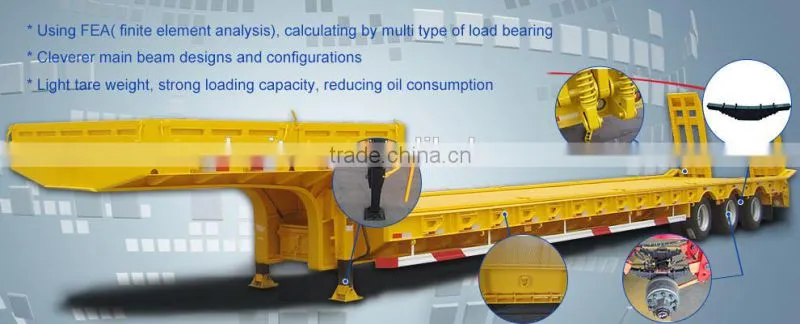 China manufacturer Lowboy flatbed semi trailer truck
