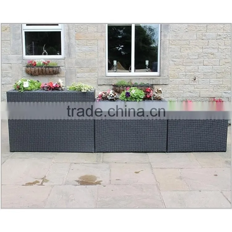 UV-resistant PE rattan tall flower planter outdoor patio decorative plant box