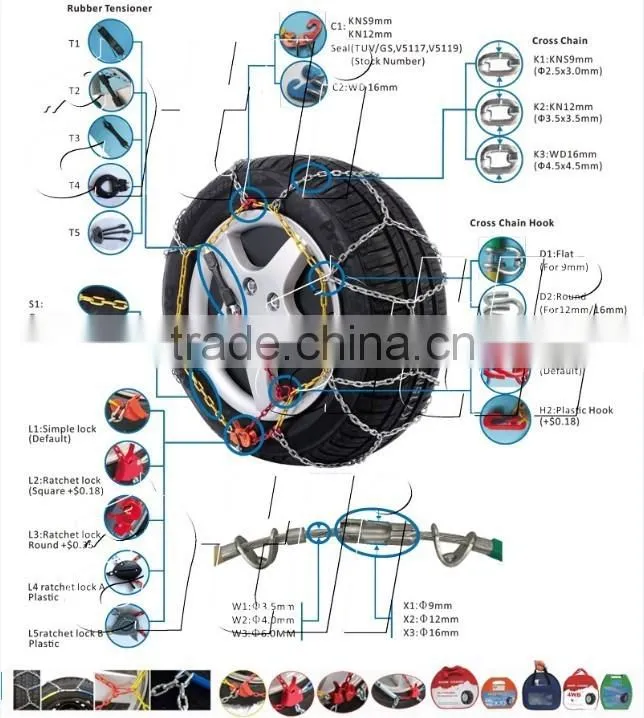 Tire snow chains for Car and Truck TUV/GS and CE V22256