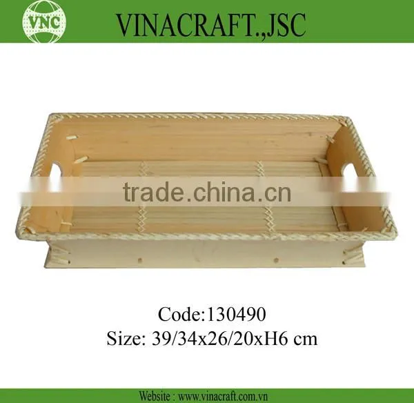 Hotsale natural bamboo tray with handle