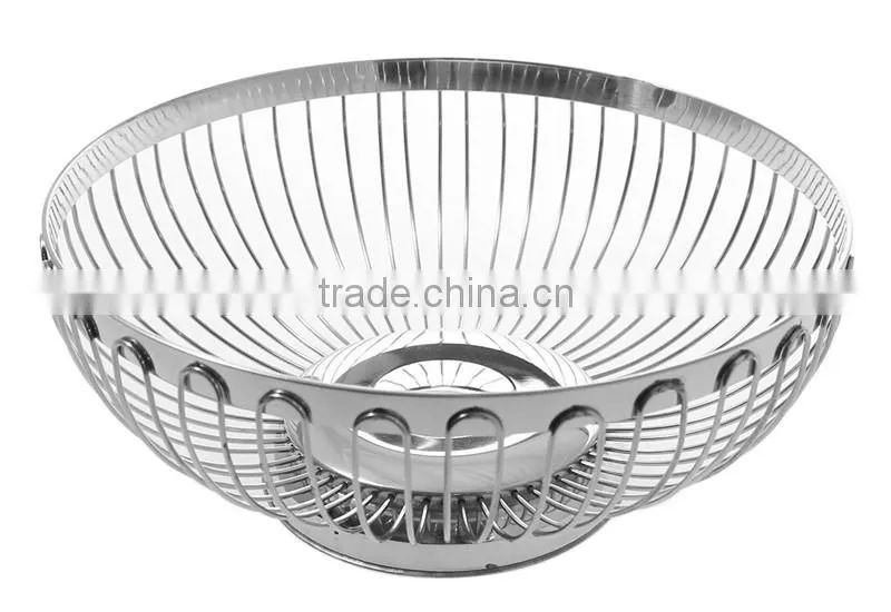 Polish Finish Round Shape Stainless Wire Fruit Basket