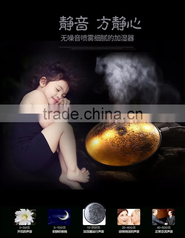 2017 Latest Cool Mist Moon Air Humidifier, USB Rechargeable Decorative Night Light Moon Mist Humidifer