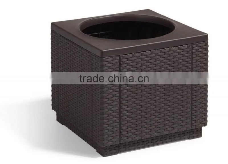 2017 Trade assurance Most popular alum frame rattan Cube planter outdoor rattan plant holder