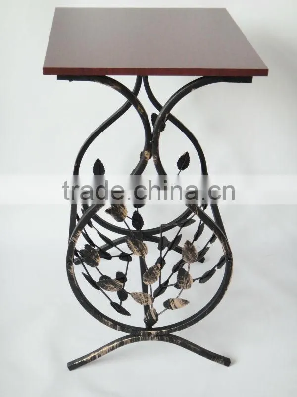New Metal Leaf Design magazine table tempered wooden top coffee table