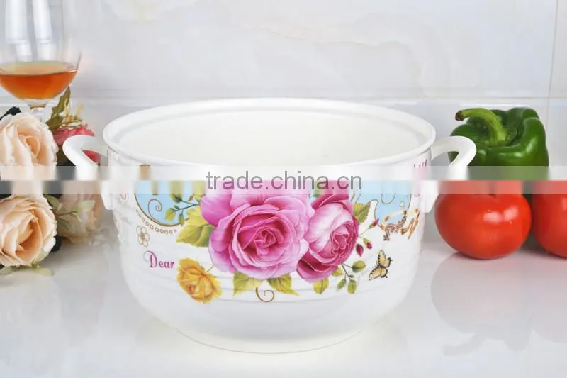 8"Porcelain saucepot suitable for microwave with glass lid