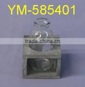 Good selling Garden Product Wooden Flower pot and Wooden Candle holder,with glass.