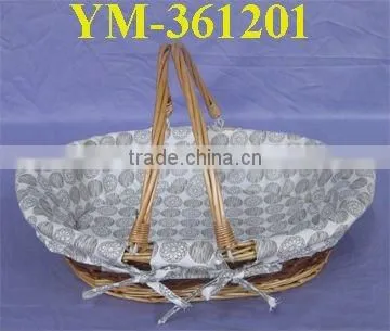 cheap willow basket with foldable handle