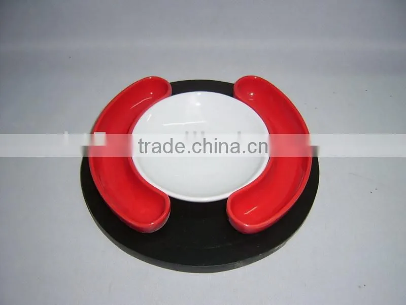 Colors round and curved plates customized ceramic snack tray