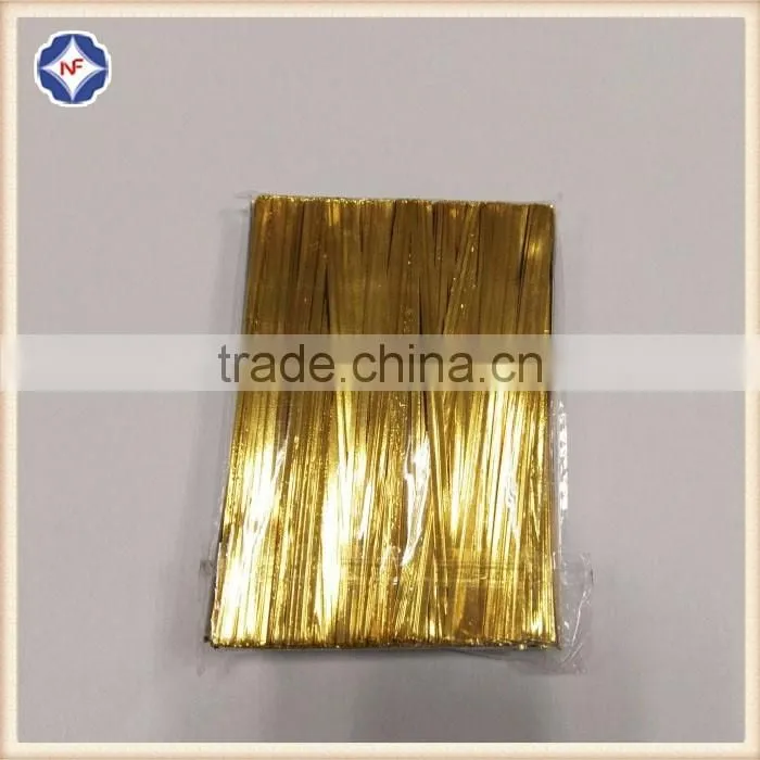 10cm length plastic gold/silver color metallic twist ties