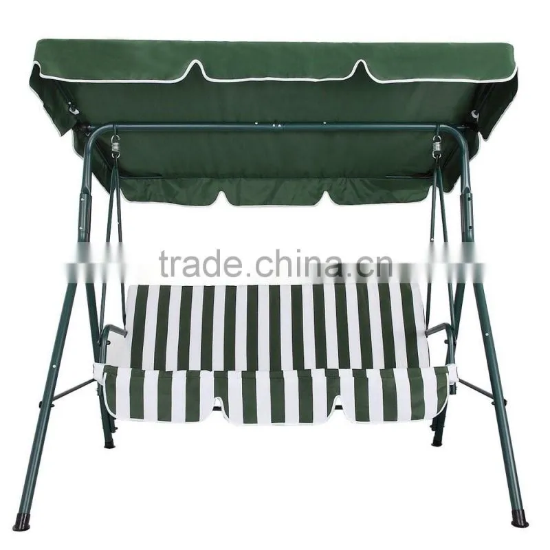 Customized 3 seats green strip garden swing chair for hot sale