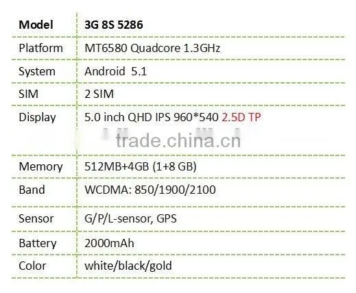 8S mobile 3G 8S5286 5.0" android phone