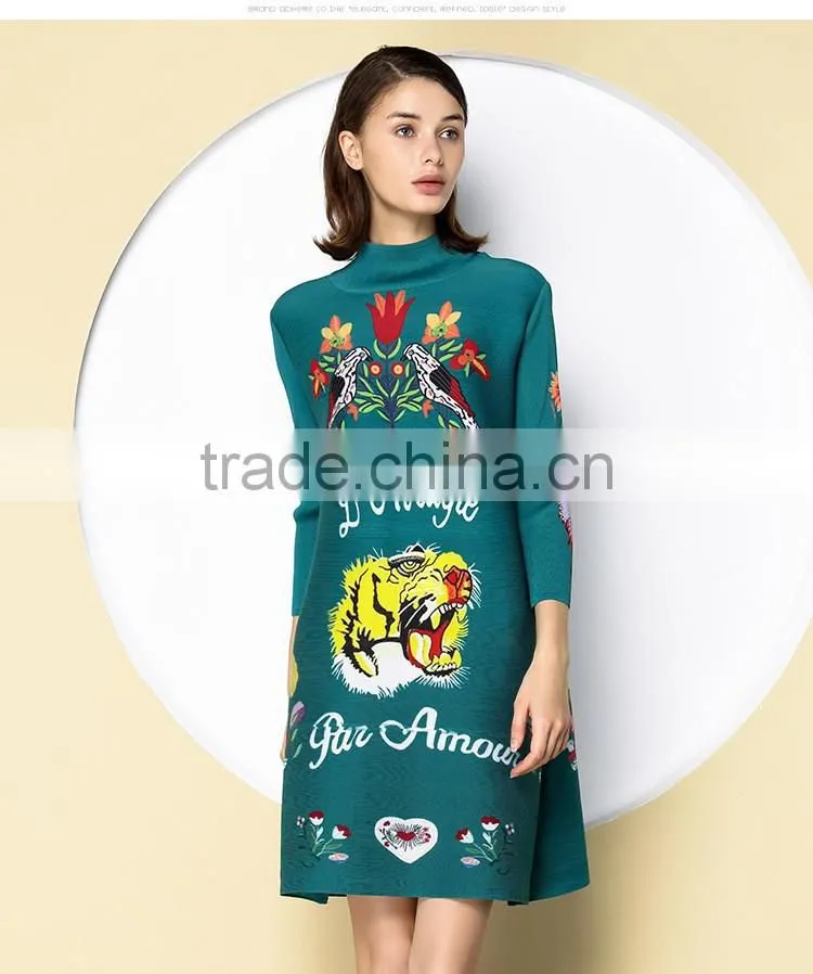 Factory direct women colorful printing polyester fabric dresses