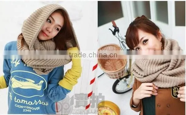 cashmere black color fashion winter knitted factory produce fashion circle round scarf