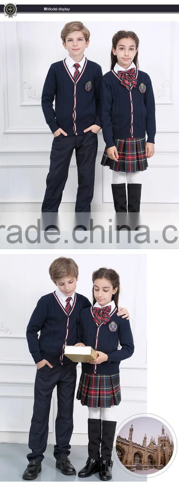 High quality knitting cardigan beautiful school uniform