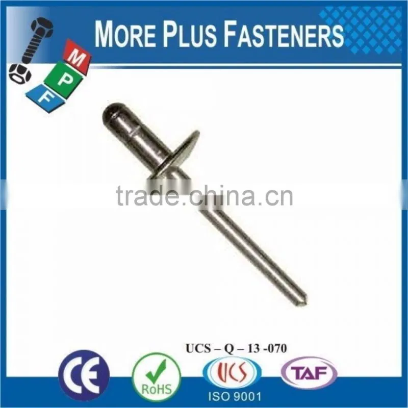 Made In Taiwan Aluminum Large Flange Stainless Steel Pop Rivets Domed Open Head Countersunk Aluminum Pop Rivets