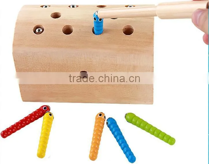Balance exercise wooden catching worms game gifts educational toys for kids