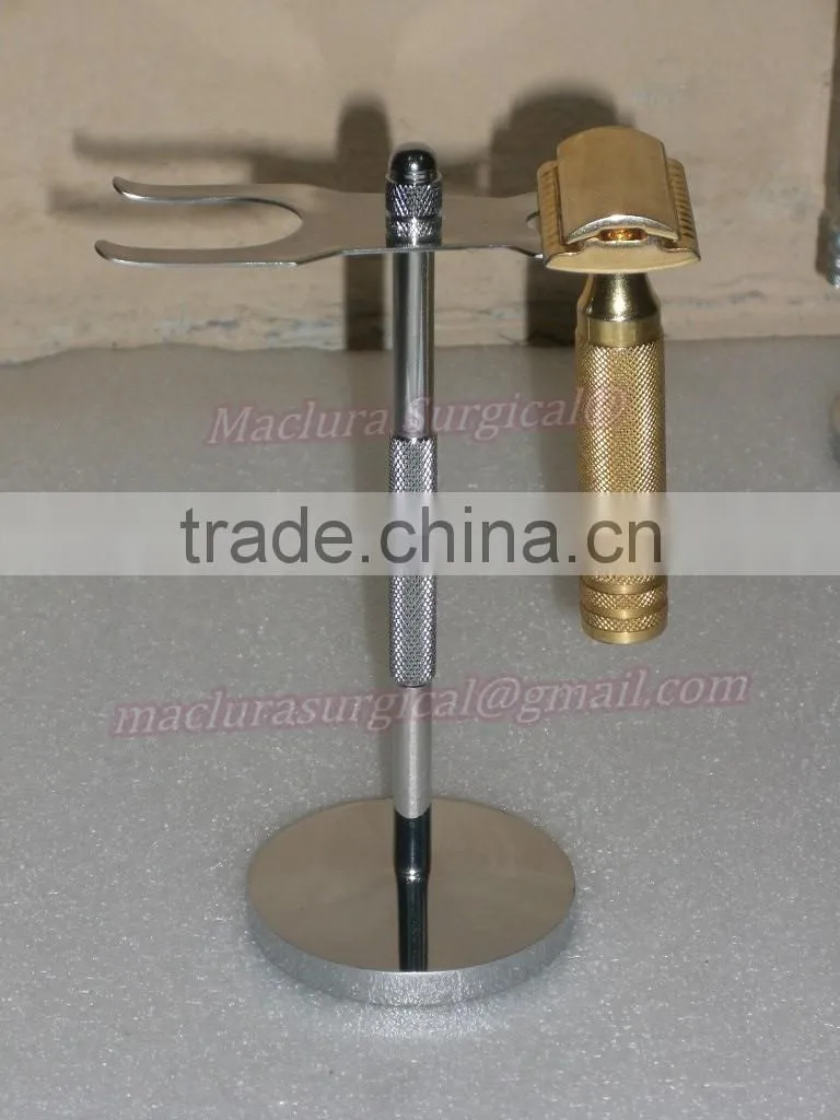 SHAVING BRUSH STAND, CHROME SHAVING RAZOR AND BRUSH STAND, RAZOR STAND