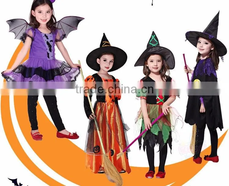 Black color long sleeve halloween witches style kids mexican costumes