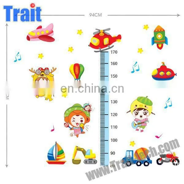 High Quality Cartoon Height Chart 50x70cm Removable PVC DIY Decorative Wall Sticker,vinyl material for wall sticker