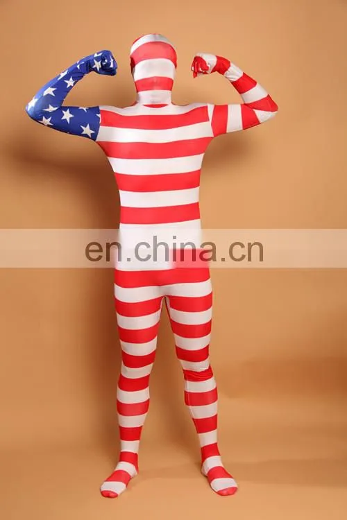 New American USA Team Flag Spandex Lycra Full Body Zentai Suits World Cup