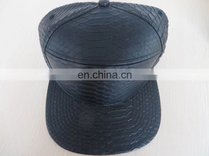 Custom design black snake PU leather cap/hat for promotion