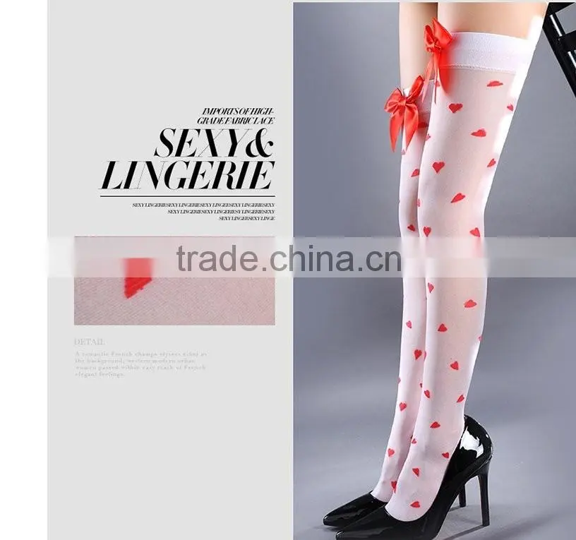 hot sale nylon stockings sex stocking with red bow