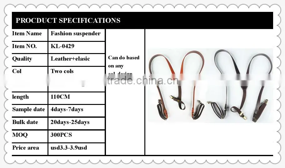 Fashion lady genuine leather suspender