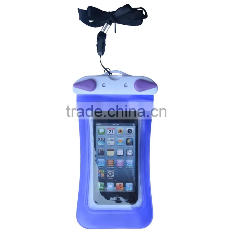 Waterproof PVC Phone Diving Bag With ABS ButtonS Within 10m Deep