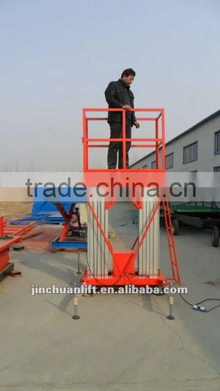 double mast aluminum alloy man lift equipment /hydraulic mobile telescoping elevated platforms12m 200kgcapacity
