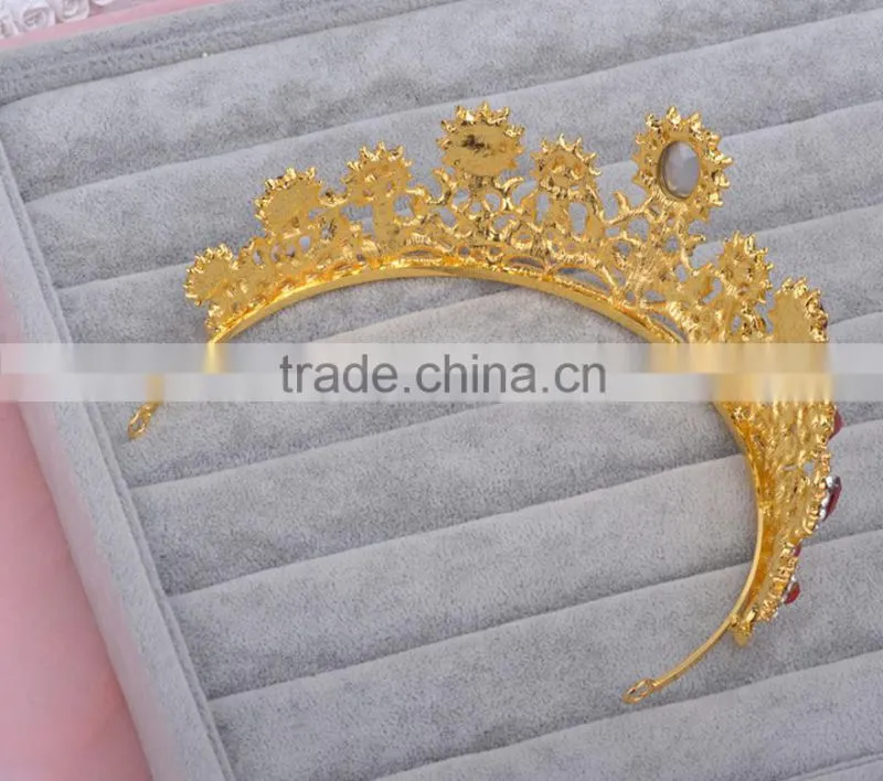 The new bride crown headdress red diamond white wedding jewelry