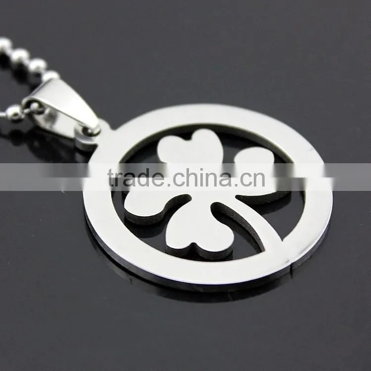 Stainless steel four leaf clover pendants necklace