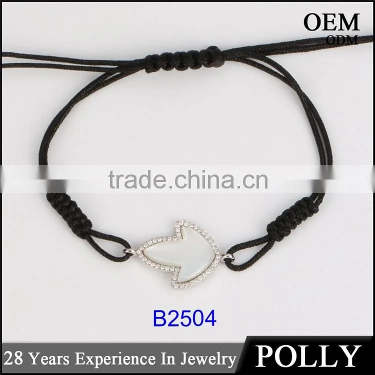 Lovely cute 925 sterling silver fabric bracelet shell women bracelet