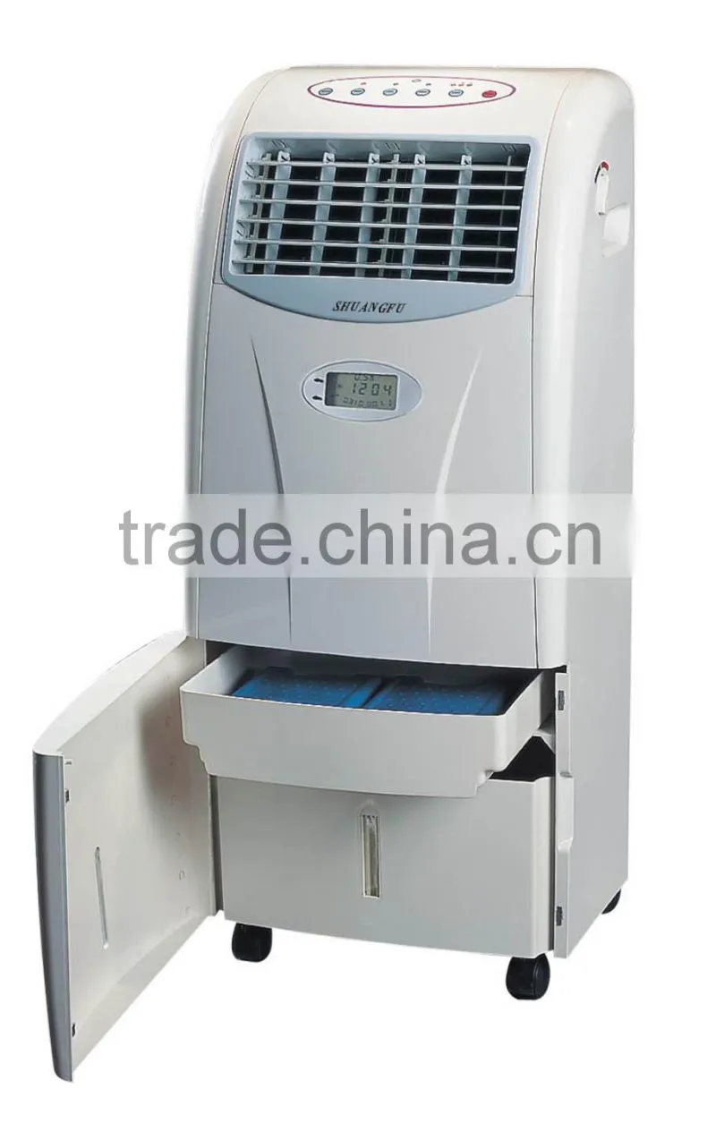 Humidity control room portable evaporative electric fan with ice