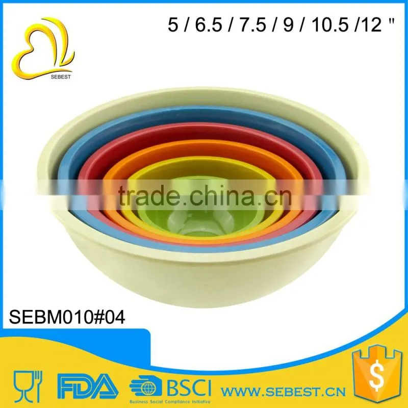 ODM and OEM cutom logo bamboo round melamine mixing bowl set
