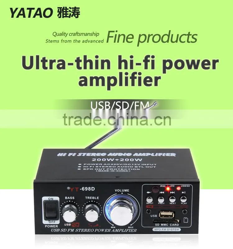 Discount 2015 newest professional audio power amplifier YT-698D with usb/sd three colour