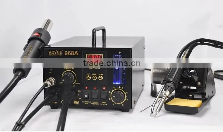 High quality Aoyue 968A+ 3 in 1 digital hot air smd rework soldering station with Multi-function for sale