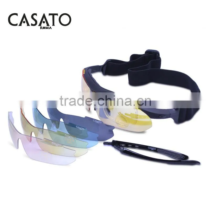 CASATO New Men Bike Polarized Sports Cycling Sunglasses With 5 Lenses