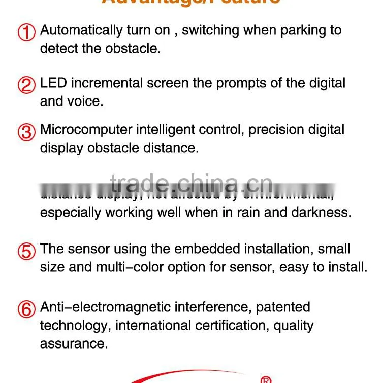 Hot selling high quality ABS material led parking sensor suits for the low and high temperature