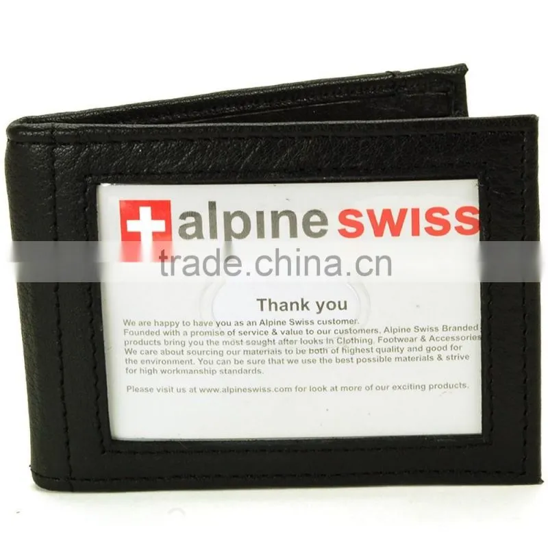New Black Mens Promotion Bifold Genuine Leather Money Clip Wallet