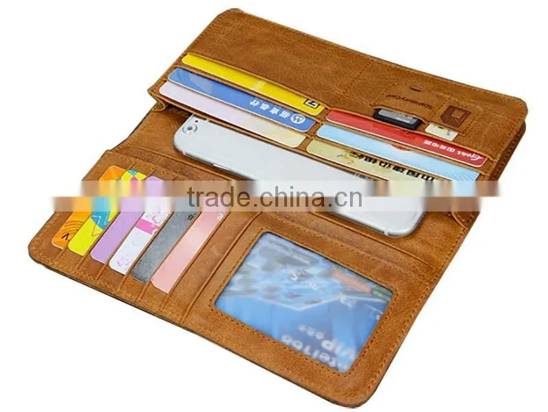 Multifunction high quality real leather men wallet wholesale for iphone6