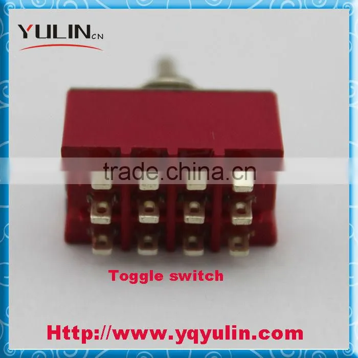 YULIN 9Pins Red Base Mini ON OFF ON 3Amp 125Vac 3-Way Toggle Switch