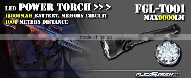 Flexgreen 80w 8000lm high bright XML T6 9 led flashlight