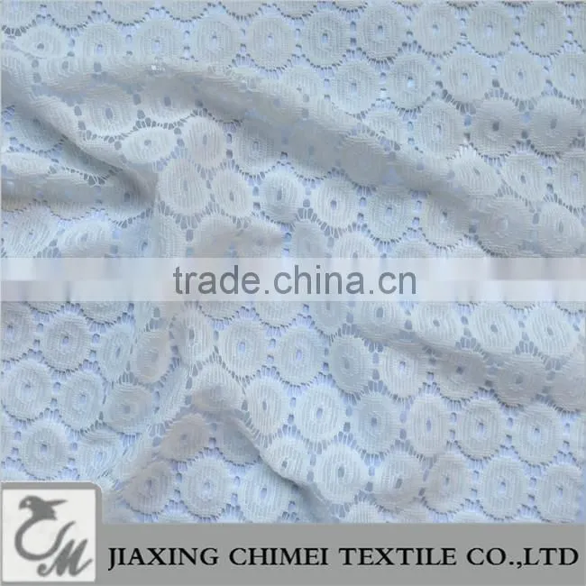 circle shape jacquard white lace fabric