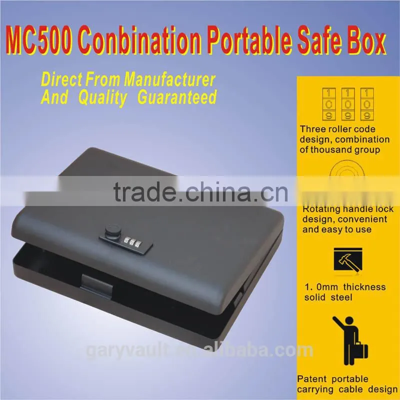 Wholesale - MC500 microault combination mini car gun pistol portable security storage steel safe box (Ipad box),file safe