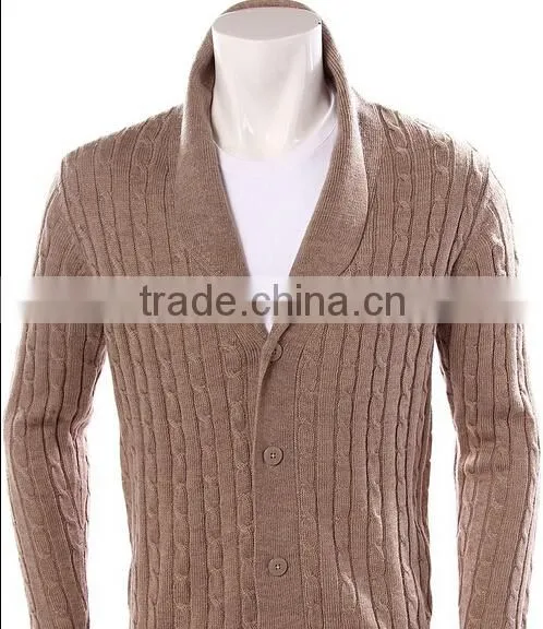 Long Sleeve Button Cable Knit Cardigan man sweater