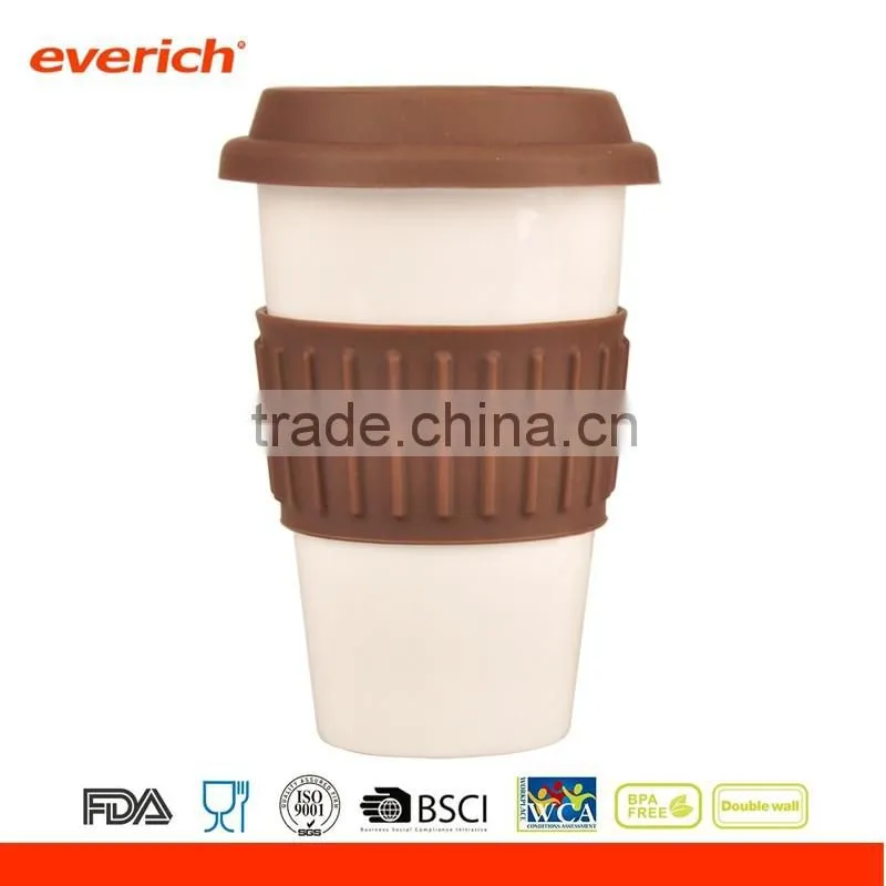 Everich Porcelain Cups & Ceramic Coffee Mug With Silicone Lid