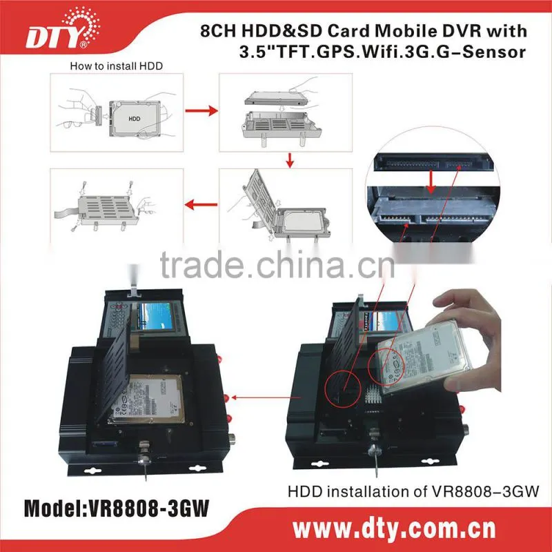 3g wireless control bus dvr 8 channel for fleet management,VR8808-3G