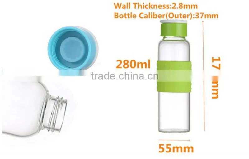 10oz 2016 Promotional durable borosilicate glass water bottles With Portable handle starbucks water starbucks water bottle