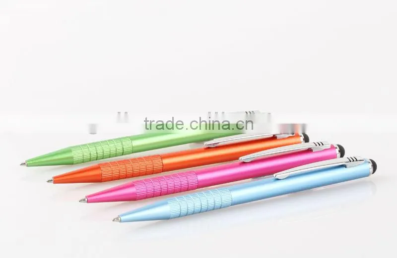 new colorful rubber tip aluminium capacitive touchscreen ball point stylus pen For Samsung