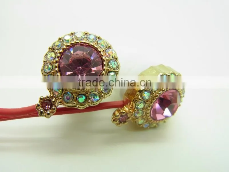 promotional crystal earphone for gift,crystal earphone for women,jewelry earphone for gift